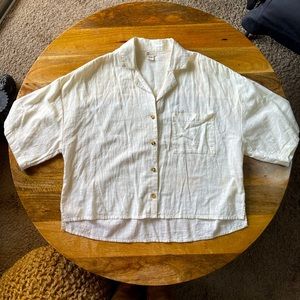 Billabong - All Good Button-Up Shirt (S) - Salt Crystal White Linen Beach Cover